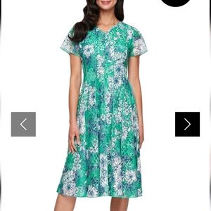 SL Fashion Women Printed Lace Dress Sz 18 Plus Floral Green Blue NWT